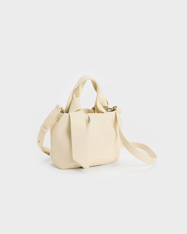 Women’s Chalk Toni Knotted Ruched Bag - CHARLES & KEITH