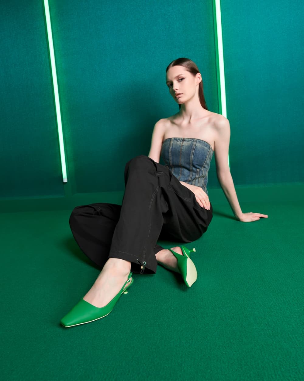 Women's green see-through heeled mules - CHARLES & KEITH