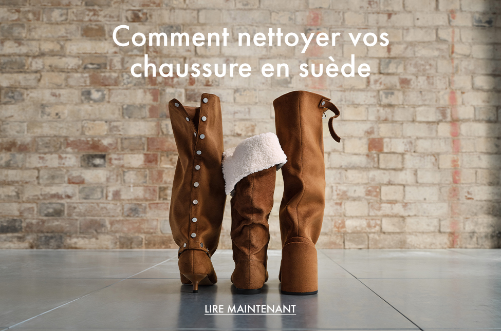 Bottes hautes cloutées convertibles en suédine à talon de chaton Gael - Marron Bottes hautes en suédine à talon carré et boucle latérale Robbie - Marron -  CHARLES & KEITH