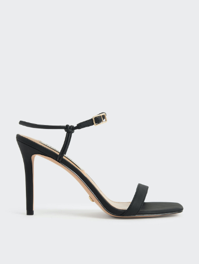 LEATHER KNOTTED HEELED SANDALS