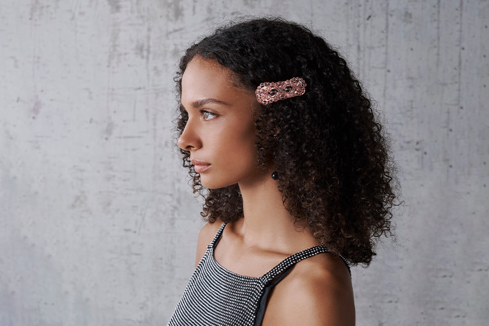 Women's rose gold beaded hair clip