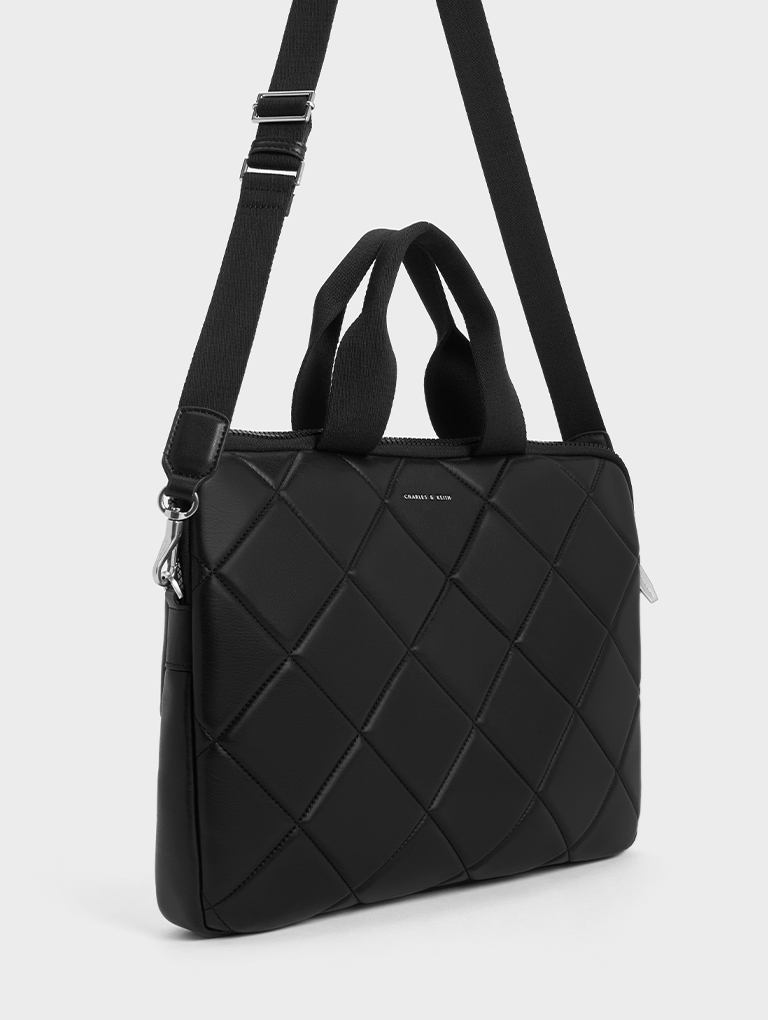 Women’s Aubrielle quilted laptop bag in noir – CHARLES & KEITH