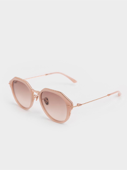Recycled Acetate Oval Sunglasses, Pink