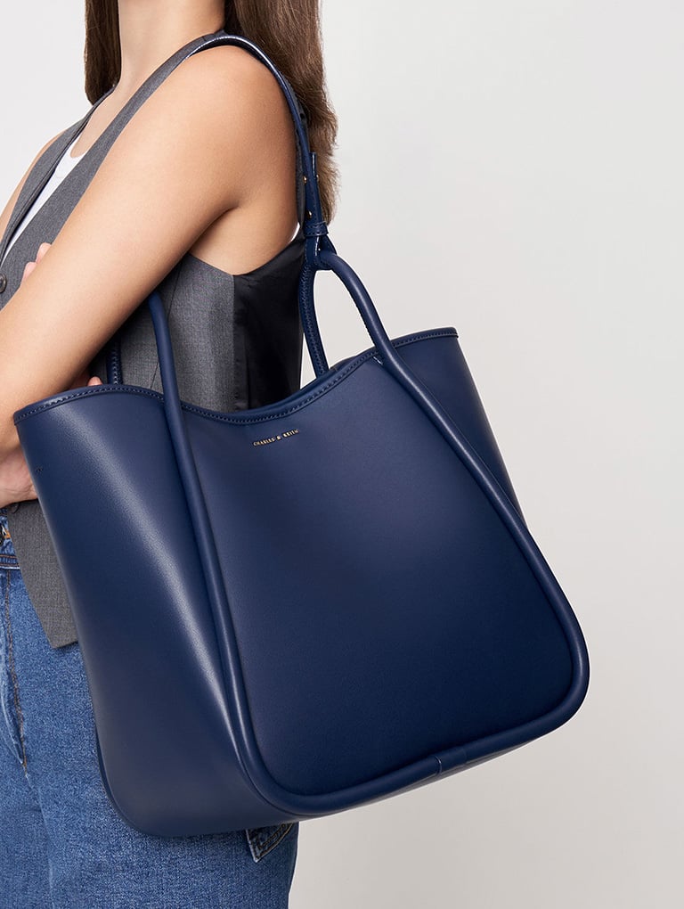 Women’s Large Slouchy Tote Bag in navy  - CHARLES & KEITH