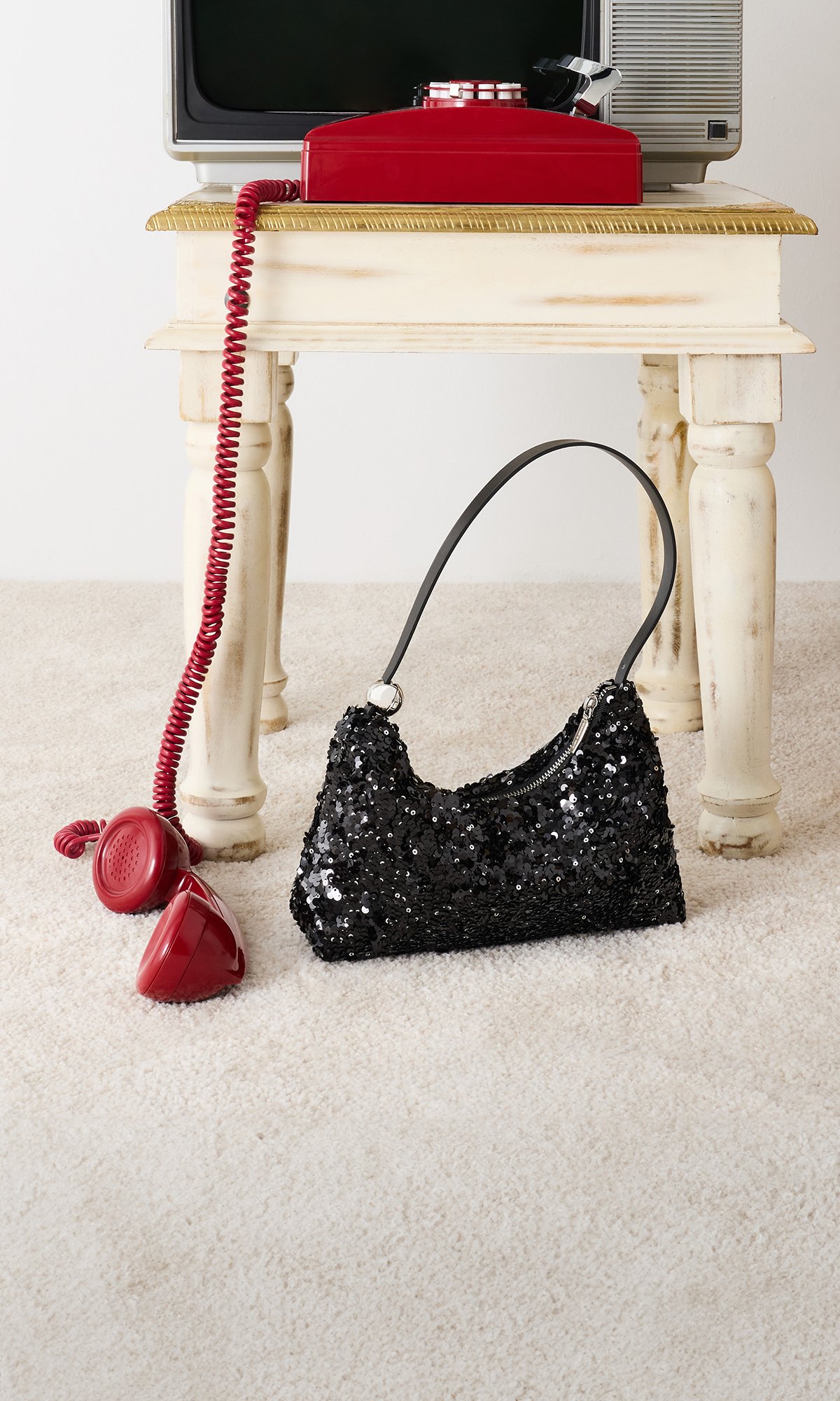 Noir Jesmyn Sequinned Two-Way Bag - CHARLES & KEITH