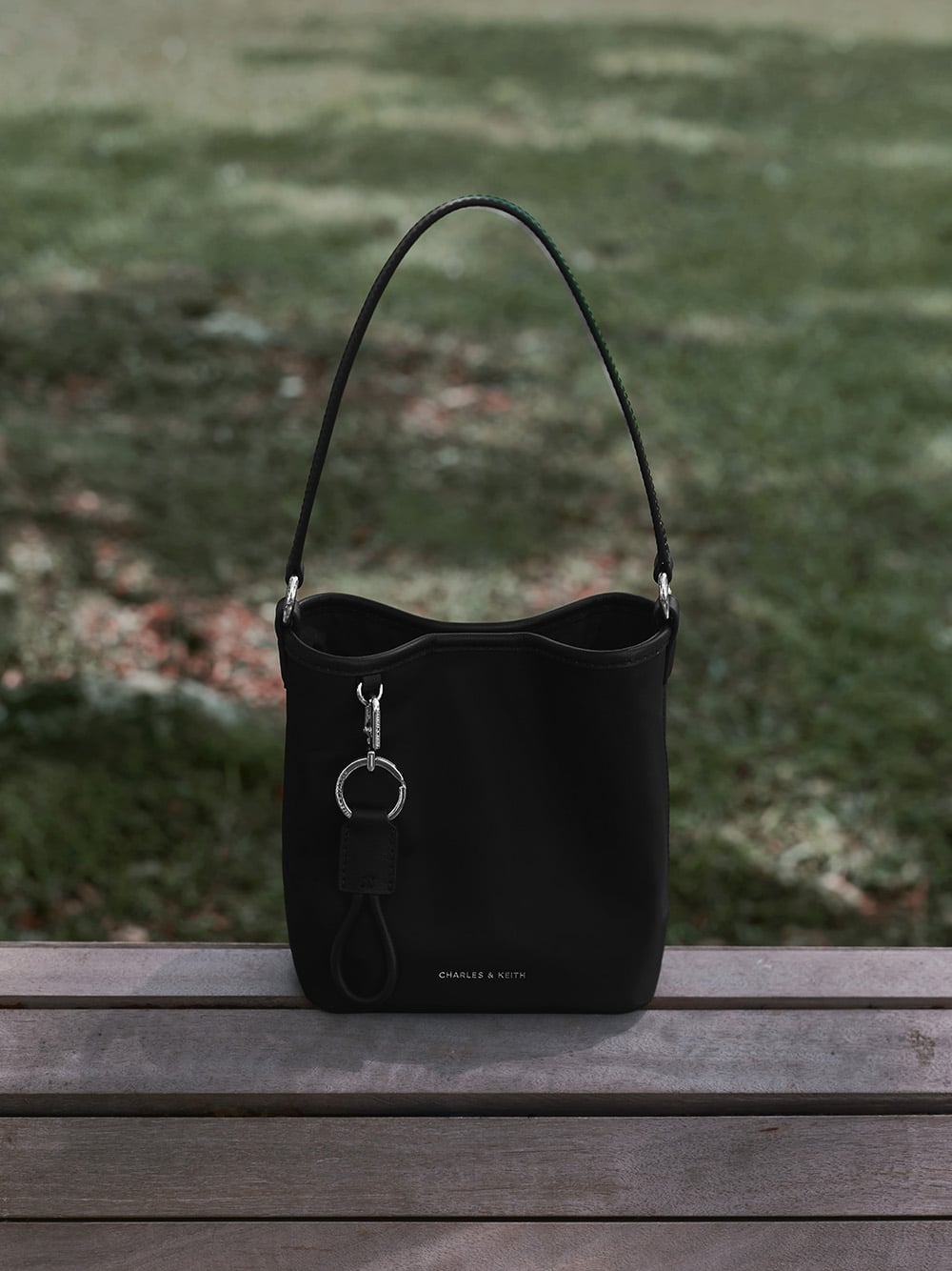 Women's Levy Nylon Bucket Bag in noir - CHARLES & KEITH