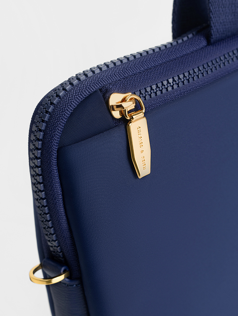 Women’s textured laptop bag in navy – CHARLES & KEITH