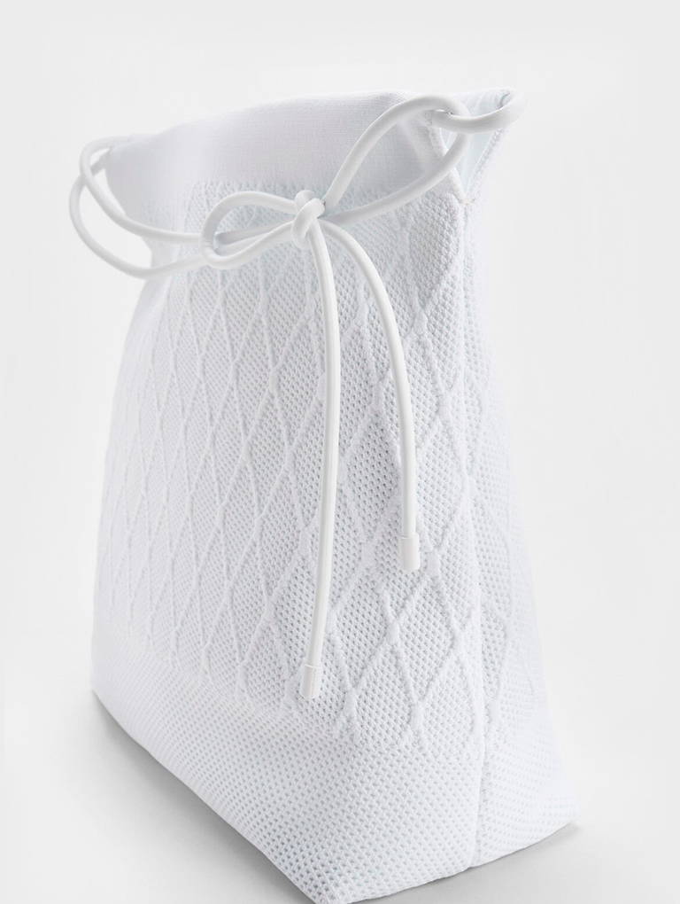 Women’s Genoa Bow-Tie Knitted Bag in white - CHARLES & KEITH