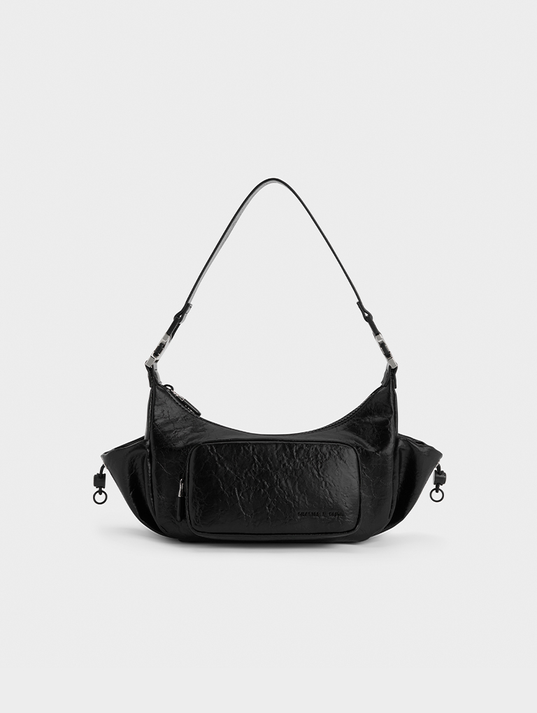 Women’s Soleil nylon shoulder bag in noir - CHARLES & KEITH