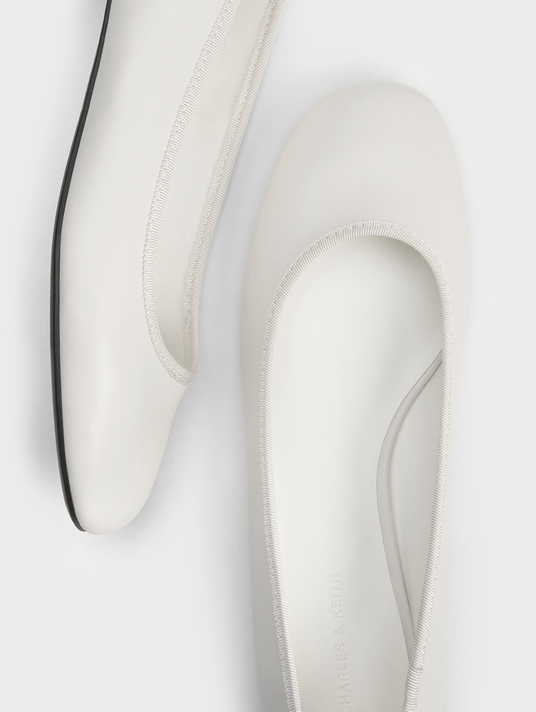 Women’s ankle-strap ballet flats in white – CHARLES & KEITH