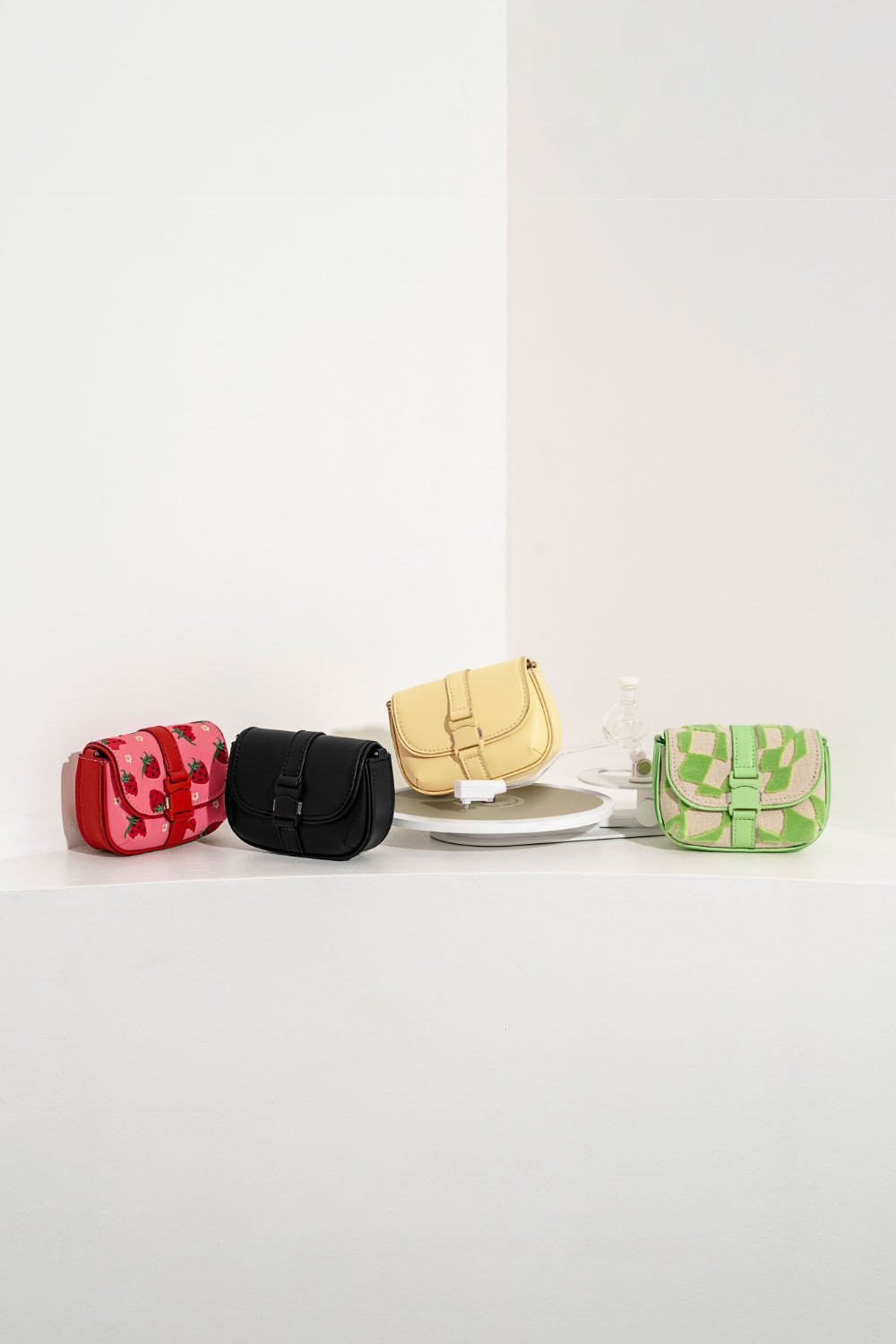 Women's black, butter and mint green Zetta belt buckle mini bag - CHARLES & KEITH