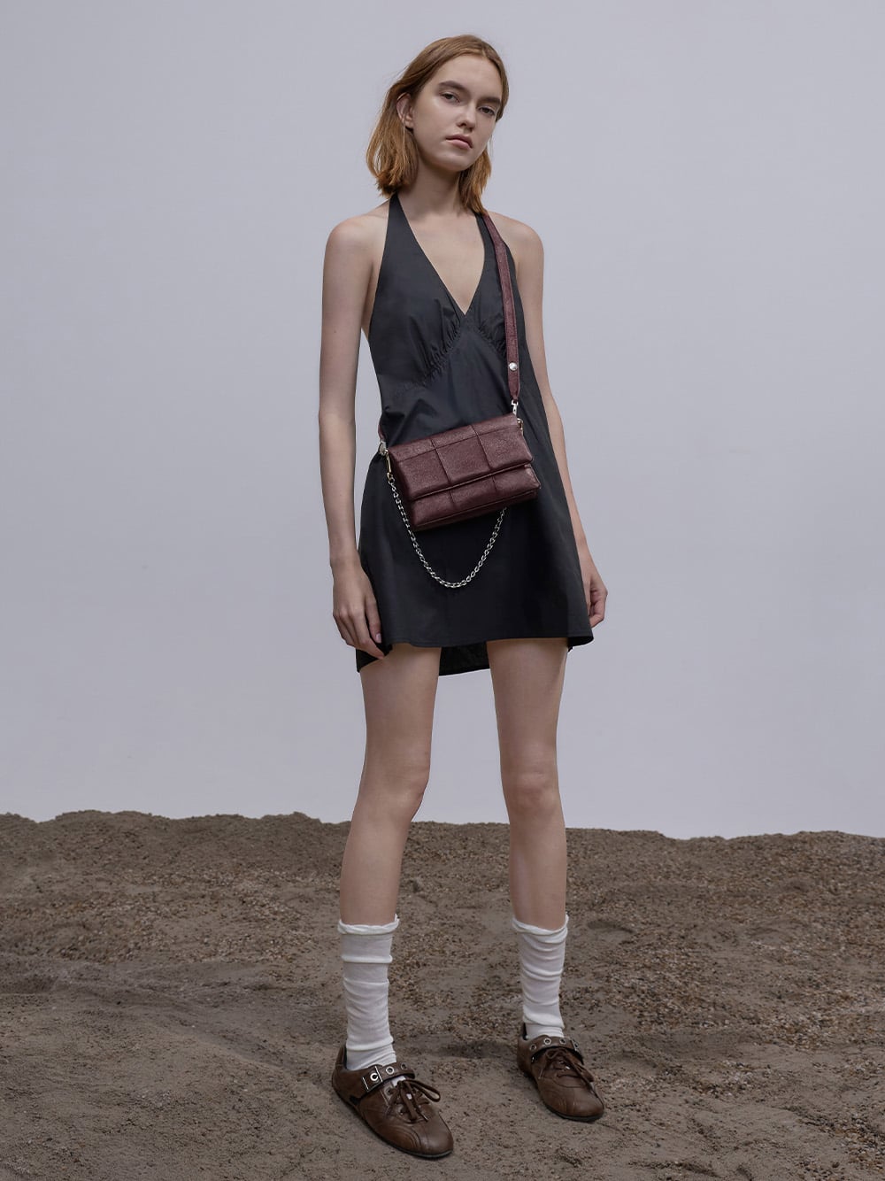 Delfina quilted wallet on chain in wineberry red - CHARLES & KEITH