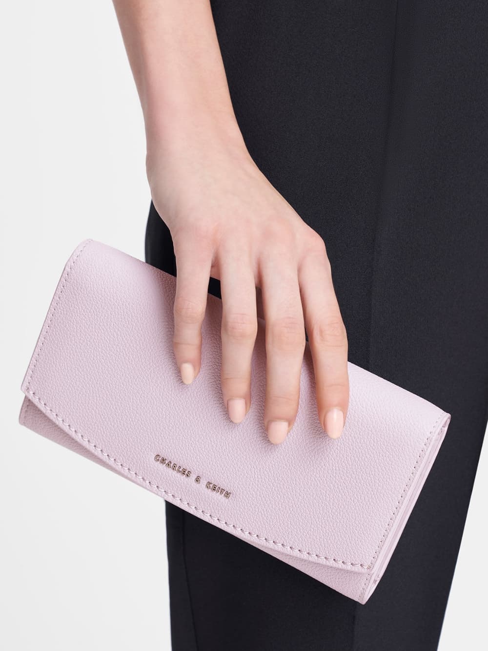 Women's lilac curved flap long wallet - CHARLES & KEITH