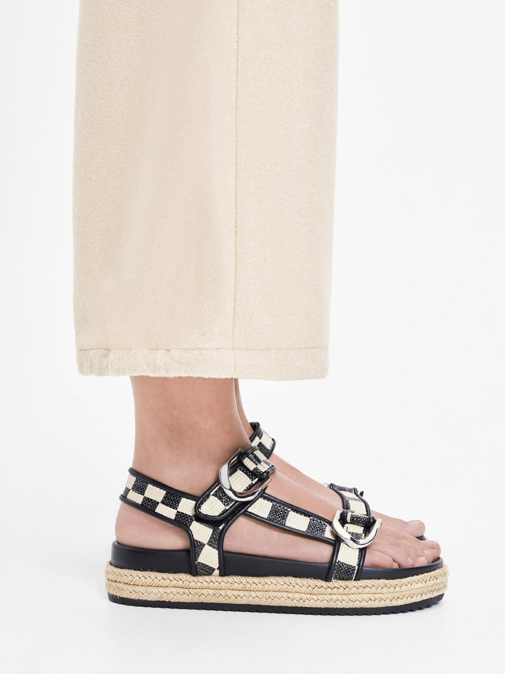 Women’s multicoloured Gabine leather espadrille sandals - CHARLES & KEITH