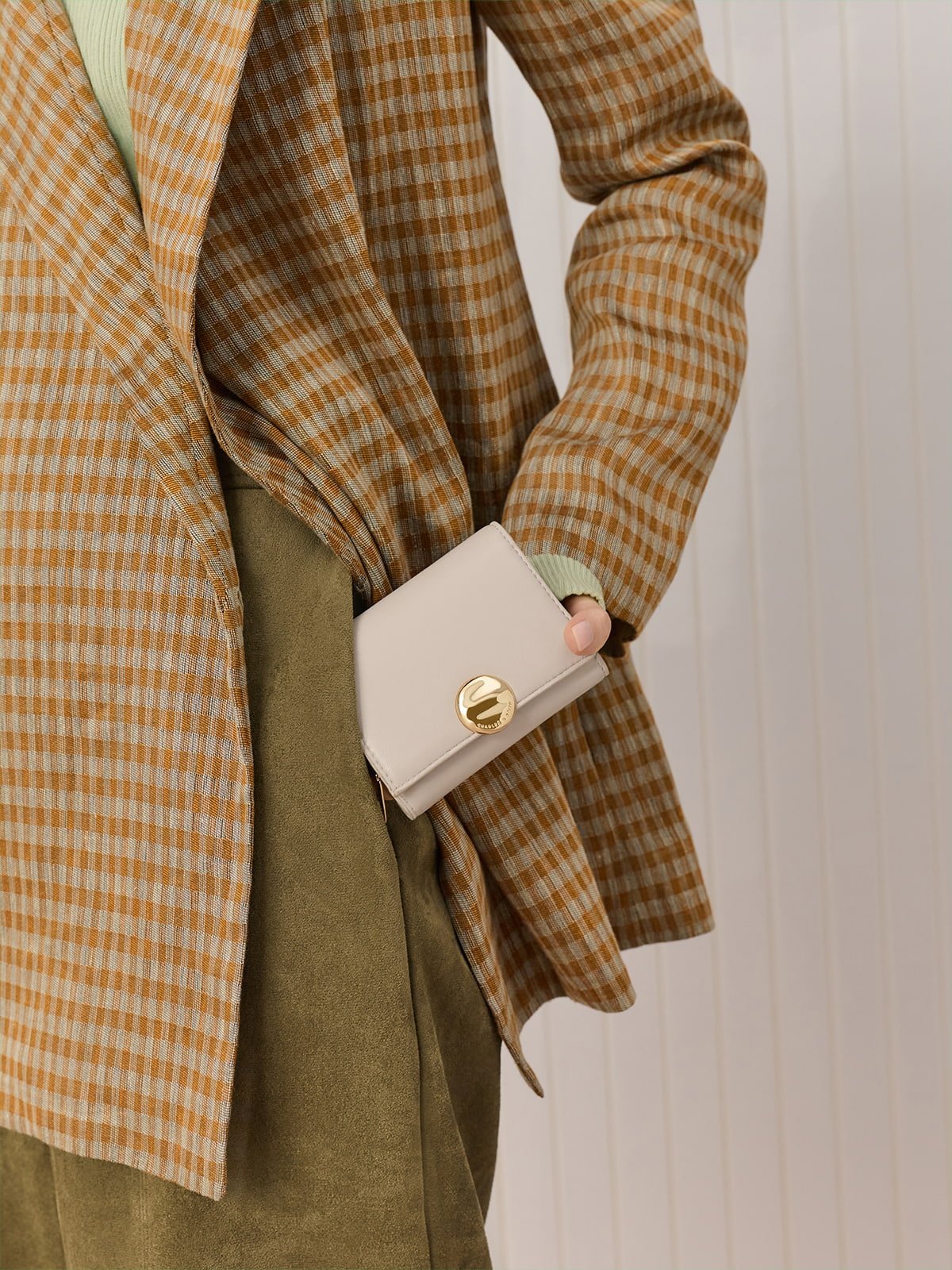 Cream Duo Quilted Small Wallet - CHARLES & KEITH