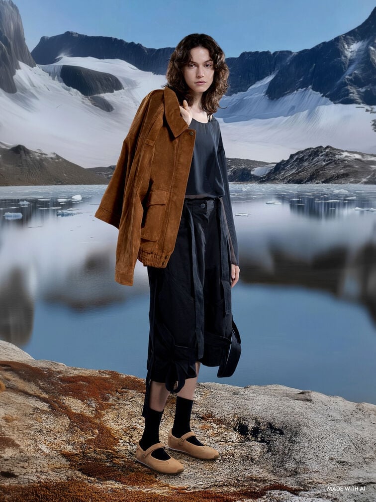 Sneakers Mary Jane de camurça minimalista são uma opção versátil e confortável para viajar.