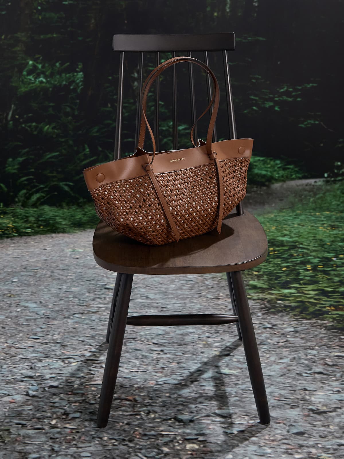 초콜릿 칼라 우븐 토트 백 - CHARLES & KEITH