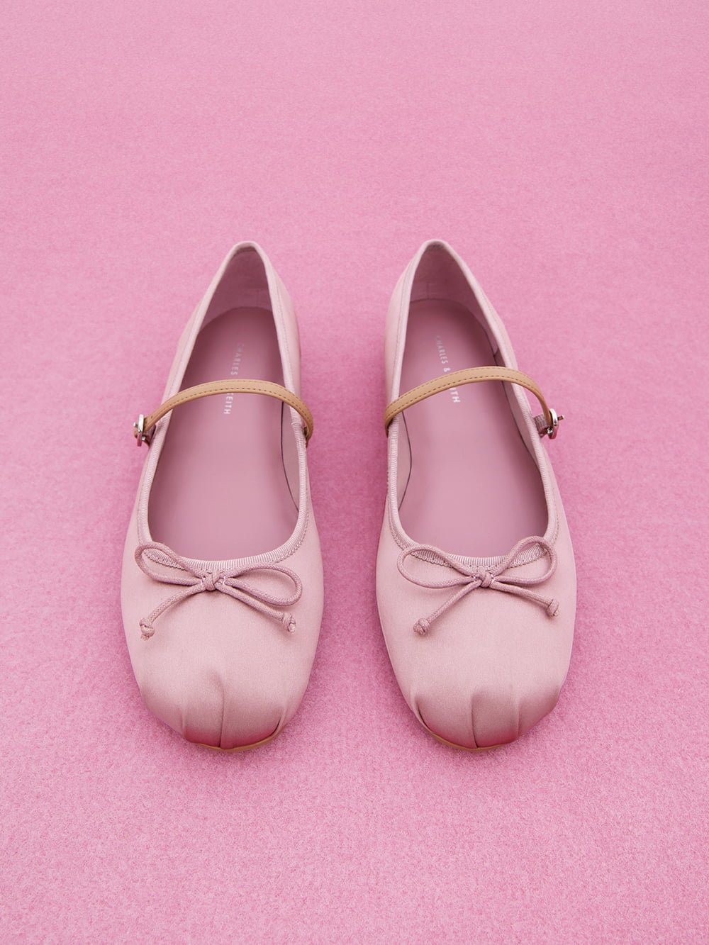 Women’s pink Satin Bow Mary Jane Flats – CHARLES & KEITH