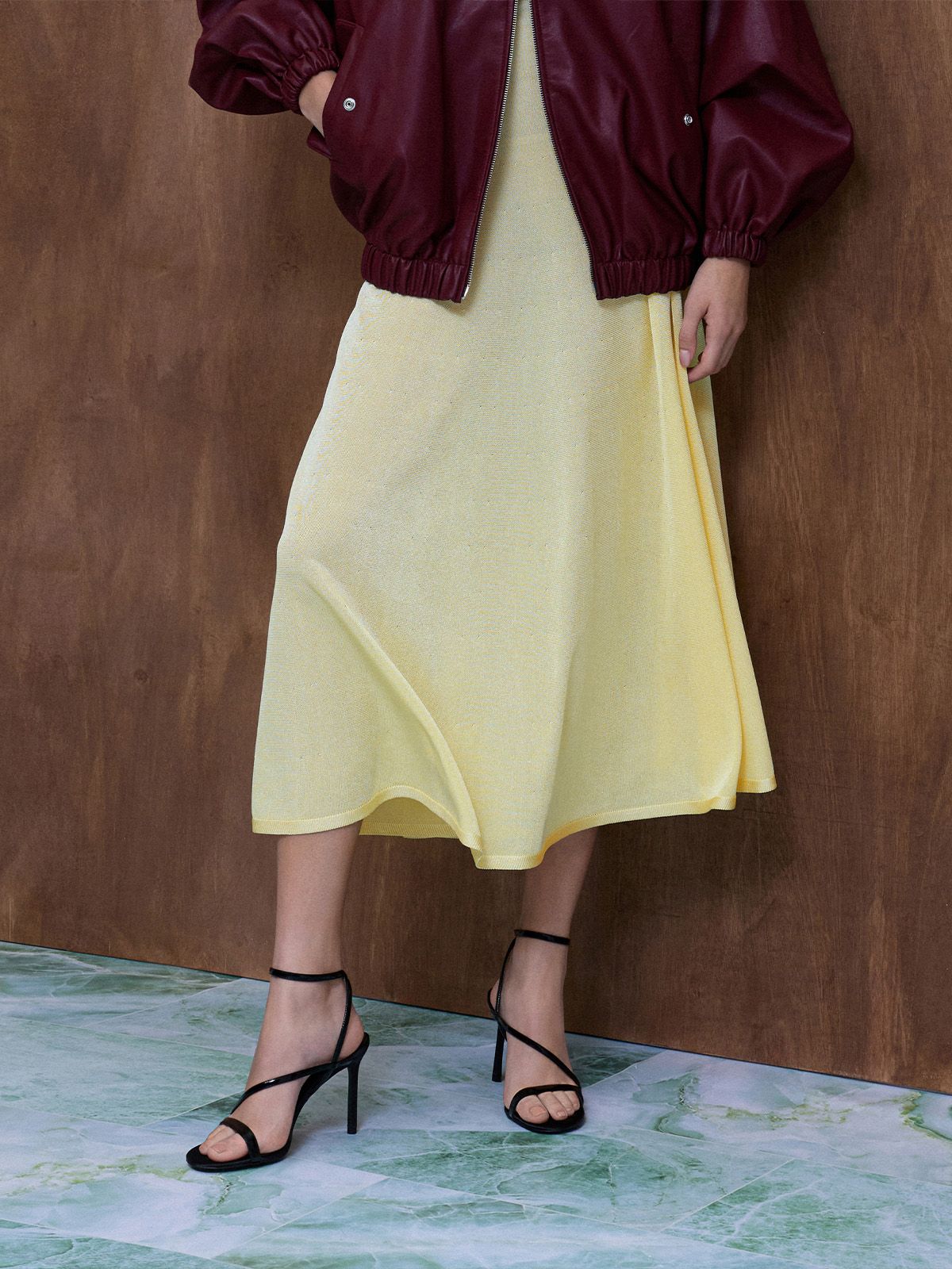 Black Textured Pointed Flower-Heel Ankle-Strap Pumps - CHARLES & KEITH