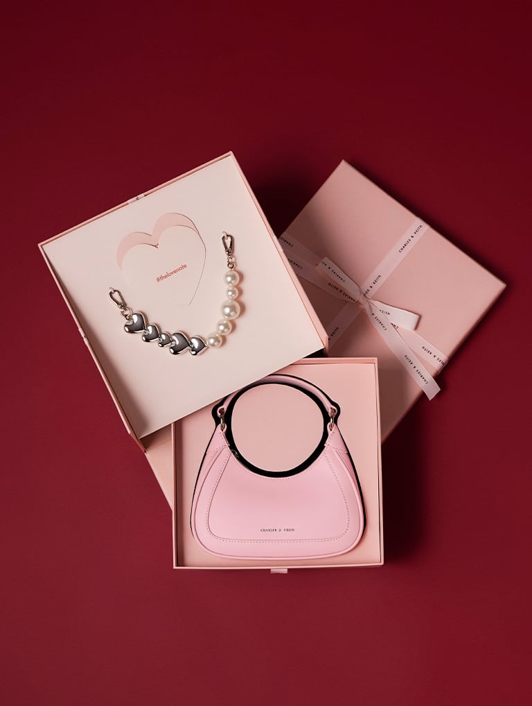 Women’s gift set featuring a mini hobo bag in pink for Chinese Valentine’s Day (unboxed)  - CHARLES & KEITH
