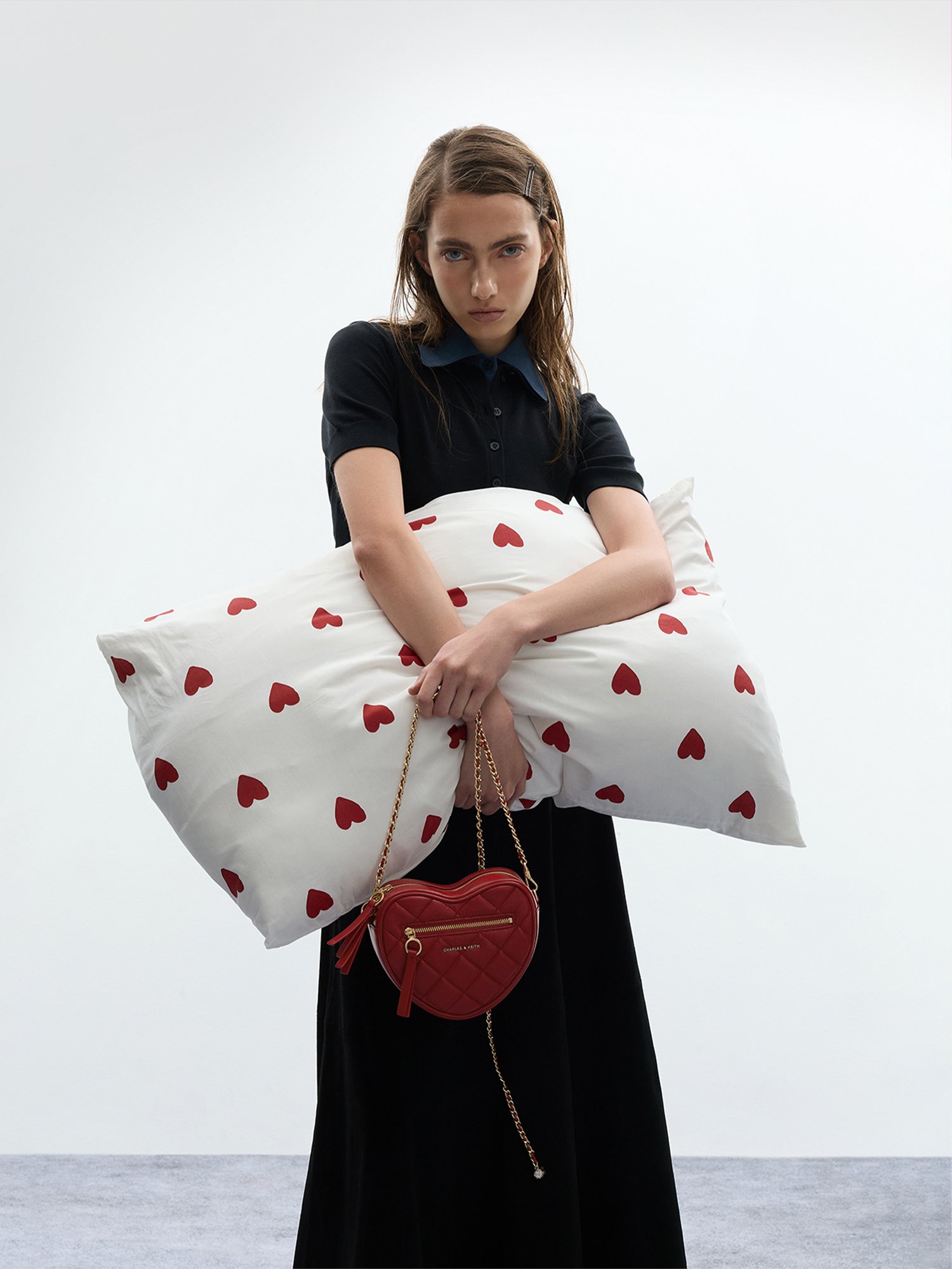 Soft Pink Paffuto Quilted Heart Crossbody Bag - CHARLES & KEITH