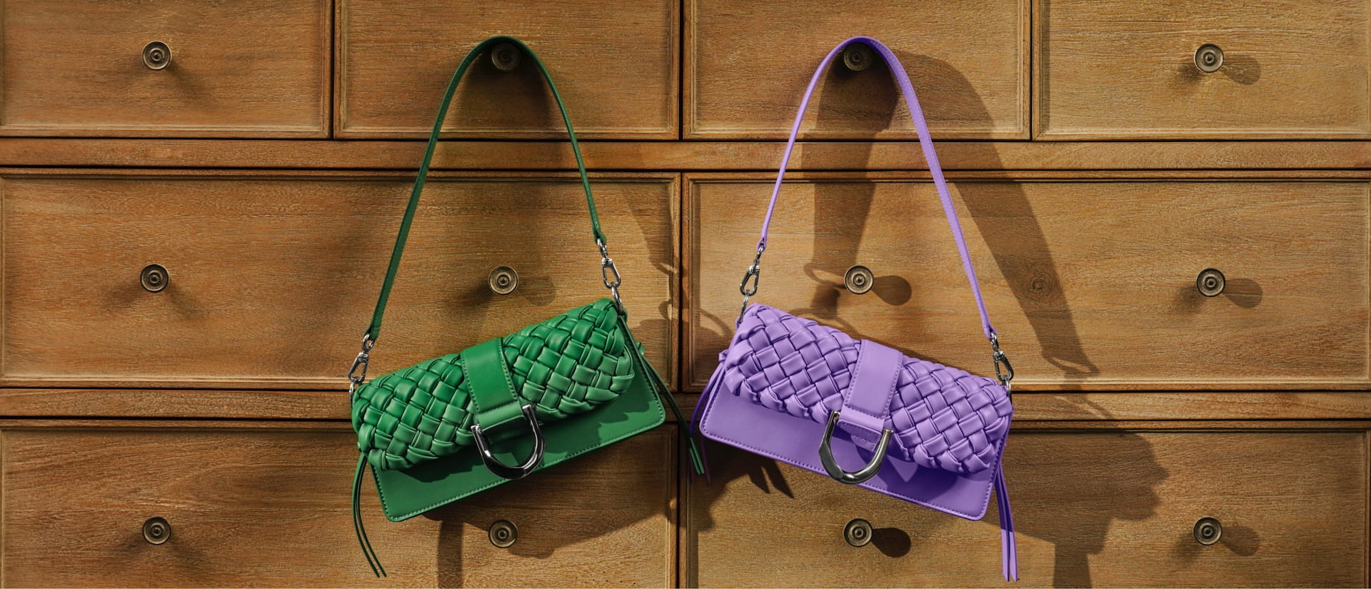 Braided Shoulder Bag in green and purple - CHARLES & KEITH