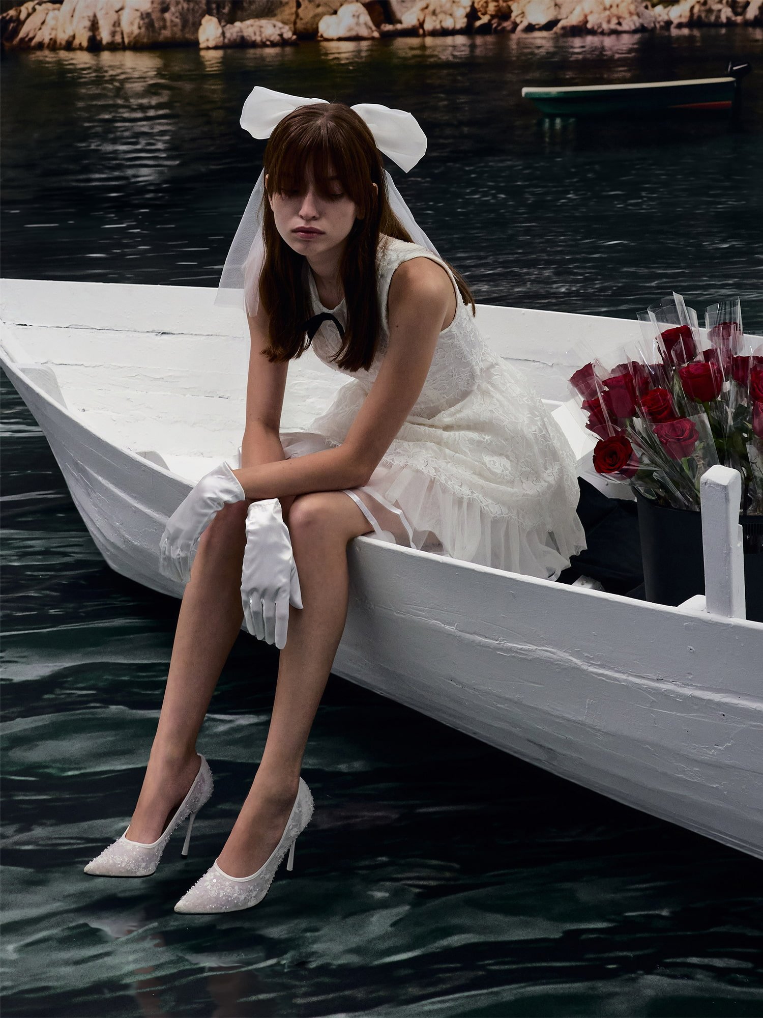 White Kyra Embroidered-Mesh Stiletto Pumps - CHARLES & KEITH