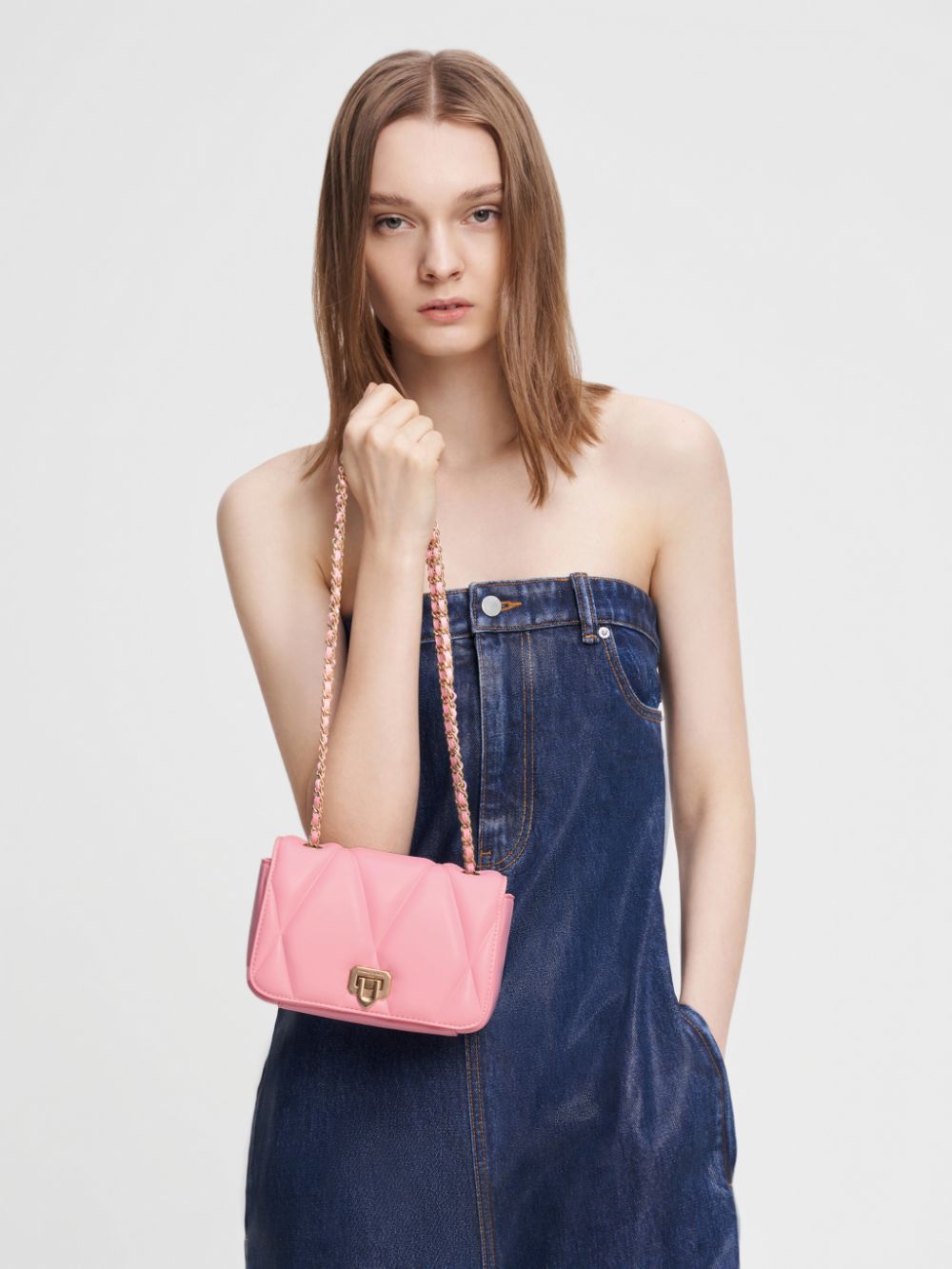 Women’s pink Arwen quilted shoulder bag - CHARLES & KEITH