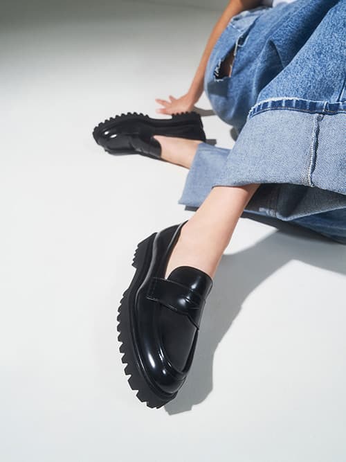 Chunky Penny Loafers, Black