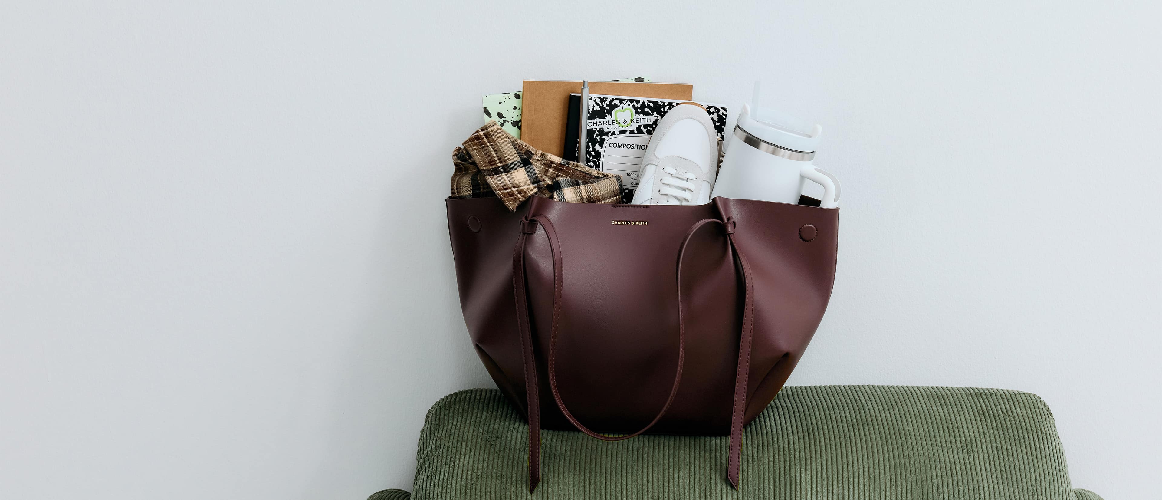 CHARLES & KEITH トートバッグ ポーチ付き ダークブラウン XL 2026 Campus Style Essentials - CHARLES & KEITH US