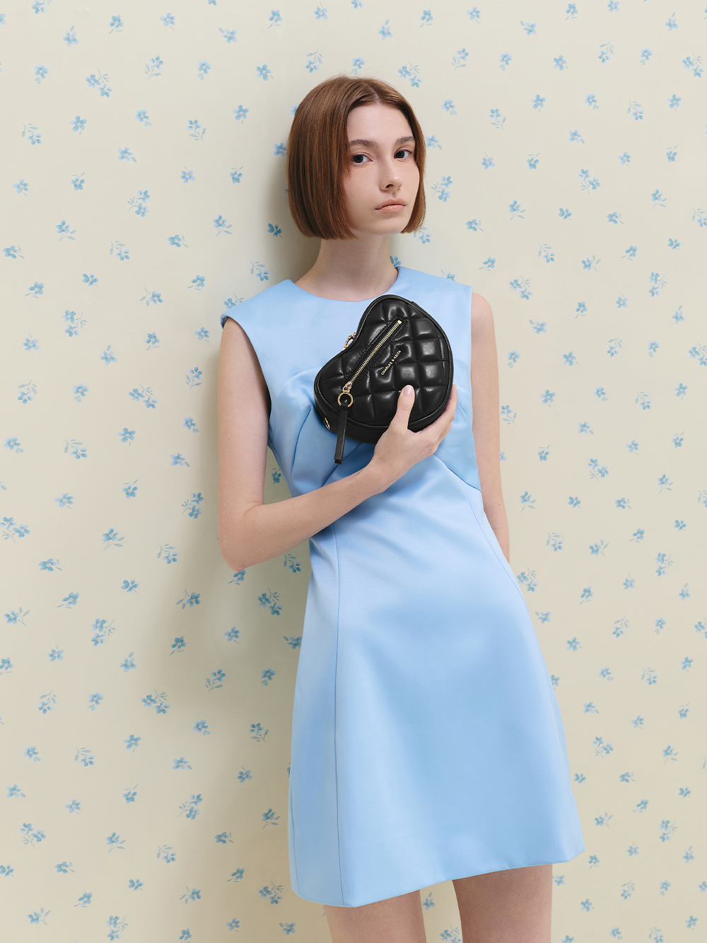 Black Paffuto Quilted Heart Crossbody Bag - CHARLES & KEITH