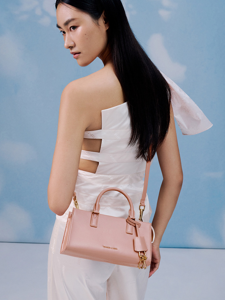 Women’s mini Kerry tote bag in light pink - CHARLES & KEITH