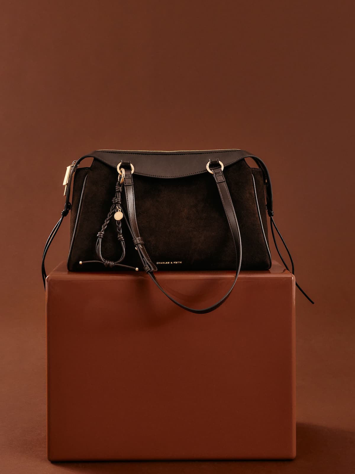 Espresso Brown Haylen Braided-Charm Tote Bag - CHARLES & KEITH