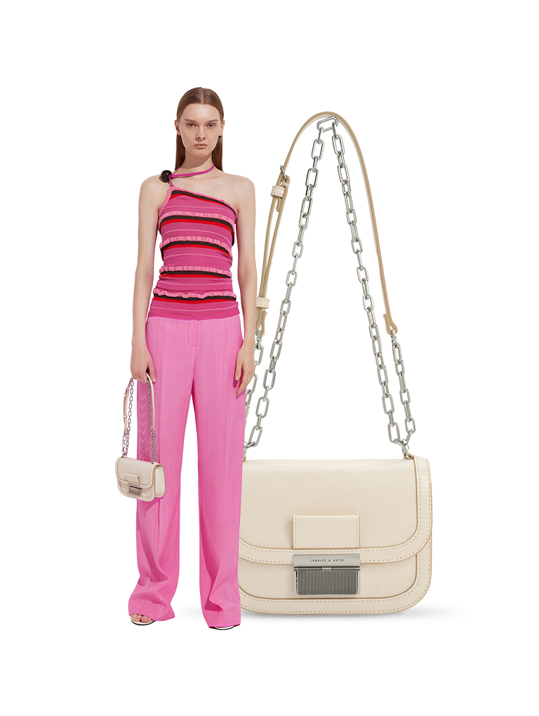 Women’s Charlot Chain Strap Bag in beige - CHARLES & KEITH