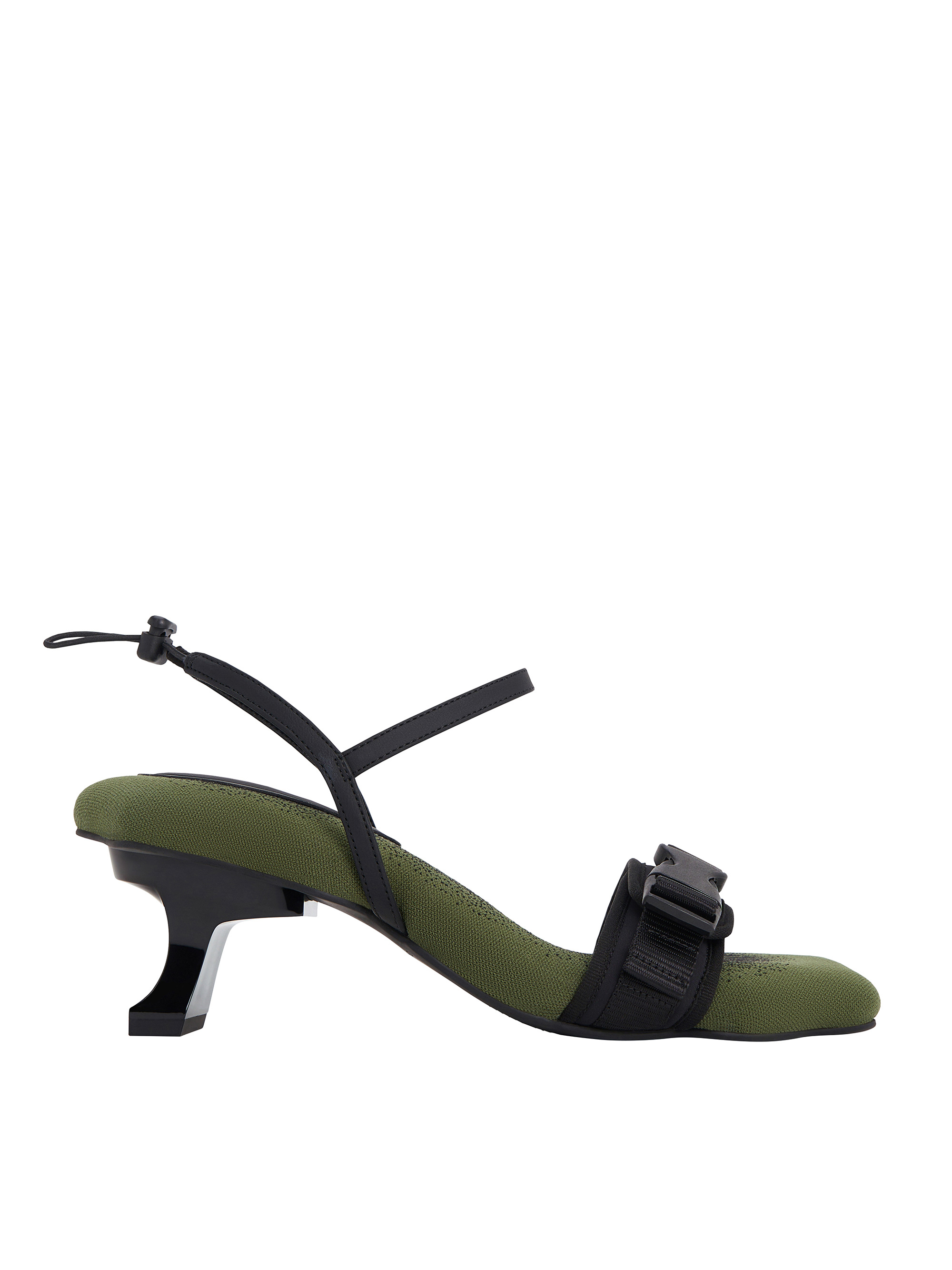 나일론 웨이브-엣지 스컬프처럴-힐 샌들 - Green - CHARLES & KEITH x PH5