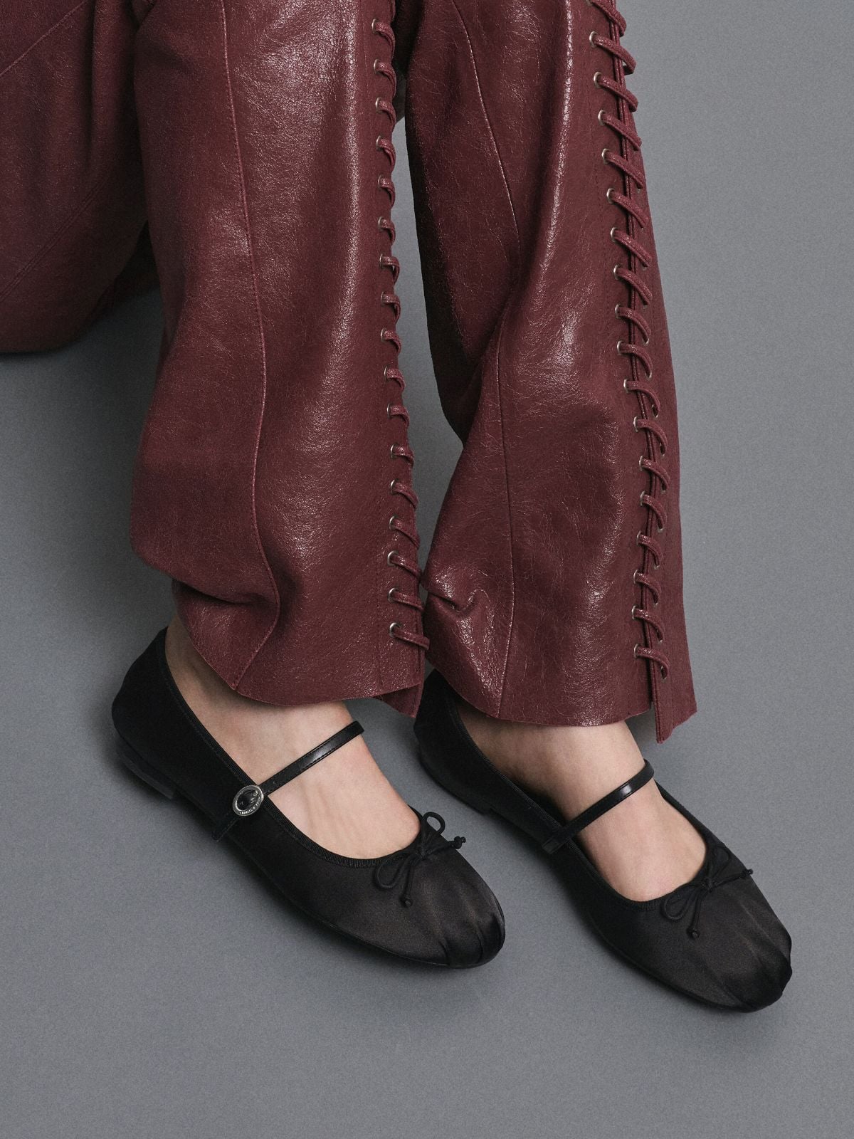 Black Emiko Satin Bow Mary Jane Flats -  CHARLES & KEITH