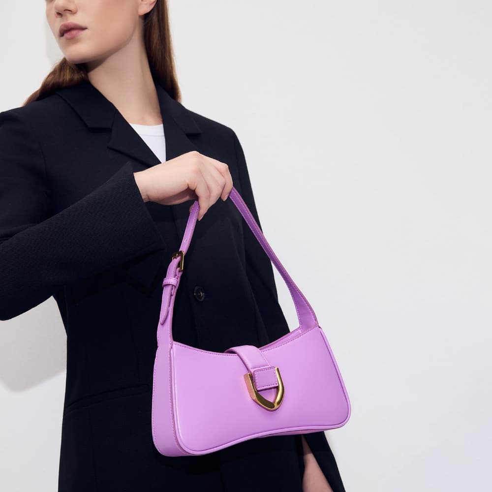 Women's violet Gabine curved shoulder bag - CHARLES & KEITH