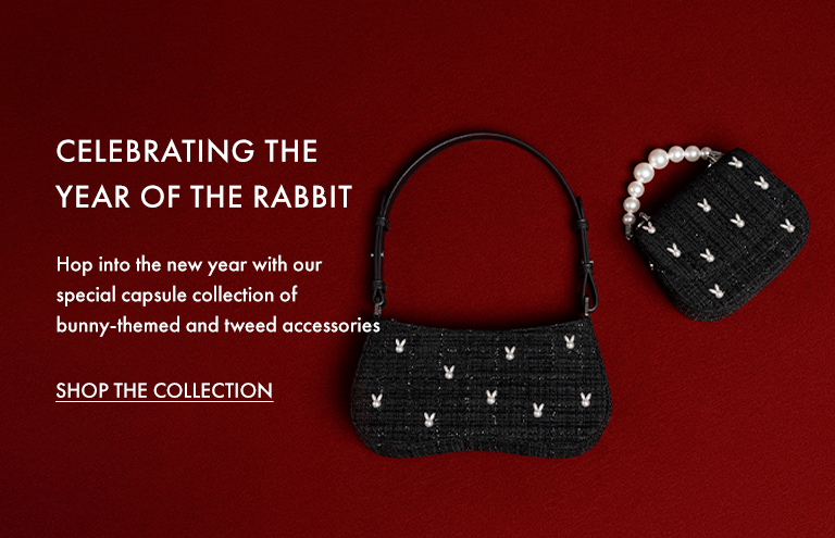 Women's black bunny tweed shoulder bag and black bunny tweed beaded handle bag - CHARLES & KEITH
