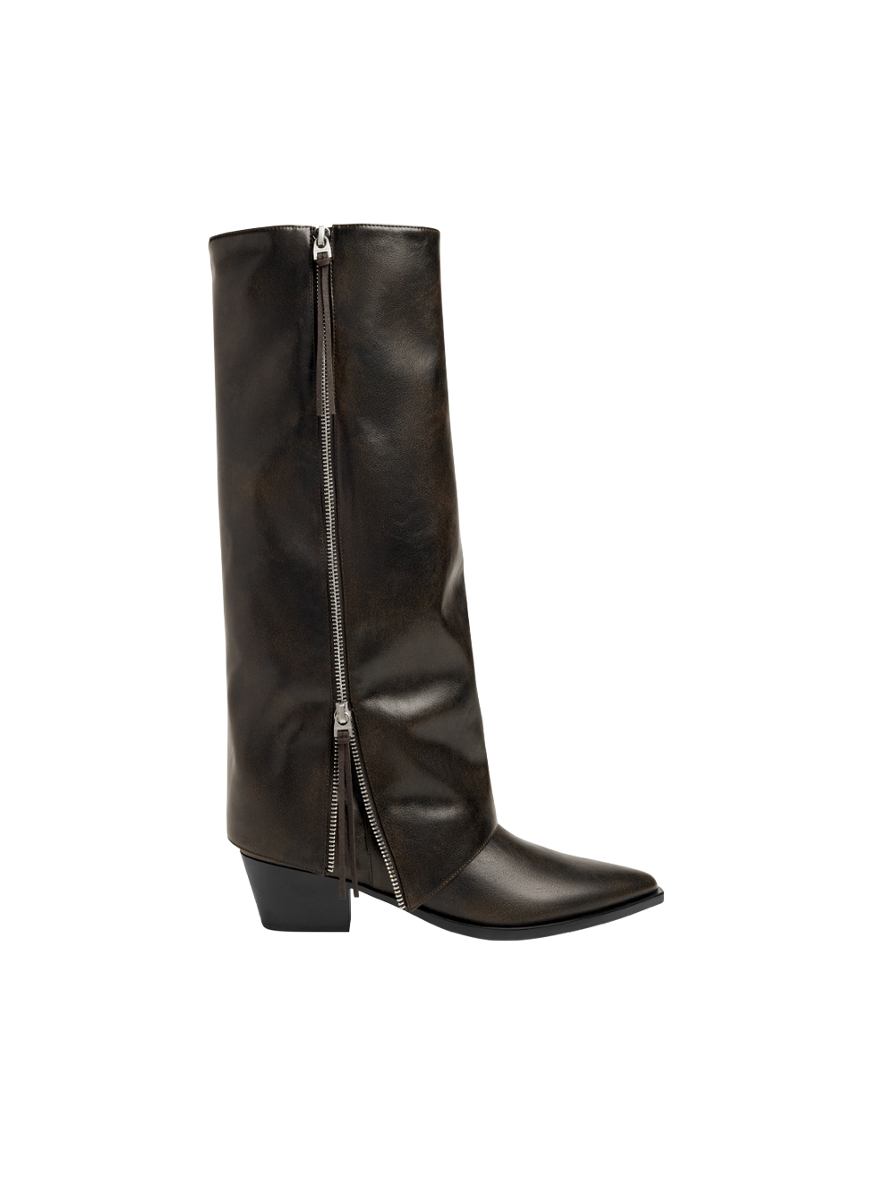 Aether Faux Suede Tassel-Zip Knee-High Boots - CHARLES & KEITH