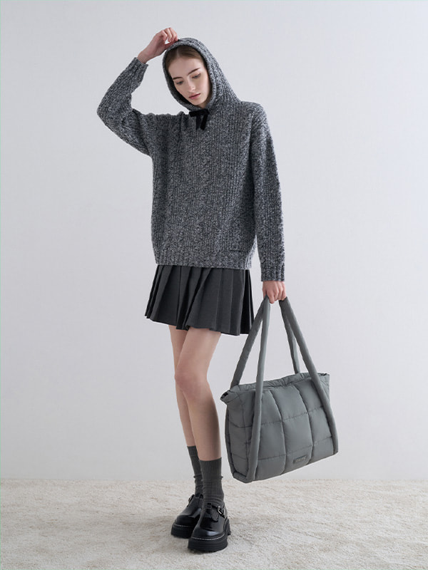 Image 124: Women's Grey Errya Nylon Quilted Puffy Tote Bag - CHARLES & KEITH