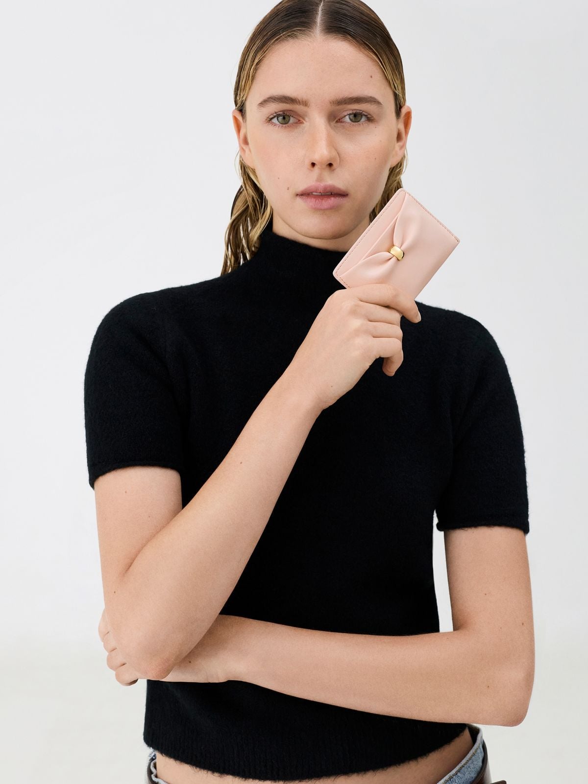 Soft Pink Halsey Ruched Card Holder - CHARLES & KEITH
