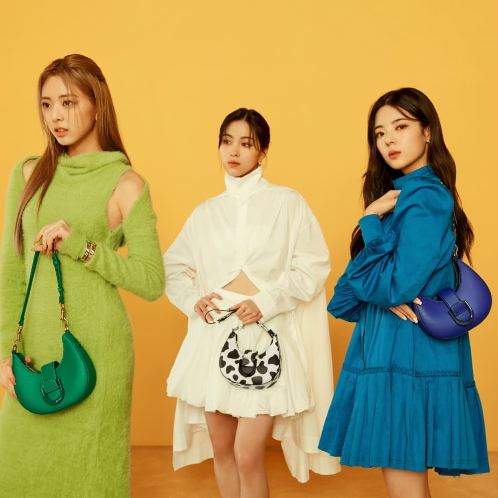 ITZY X CHARLES & KEITH: ITZ MINE cobalt, chalk and green Gabine belted hobo bag