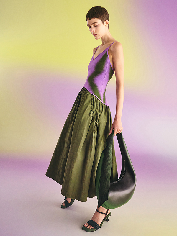 Bolso hobo ovalado Toni con efecto degradado y asa con nudos - verde - CHARLES & KEITH