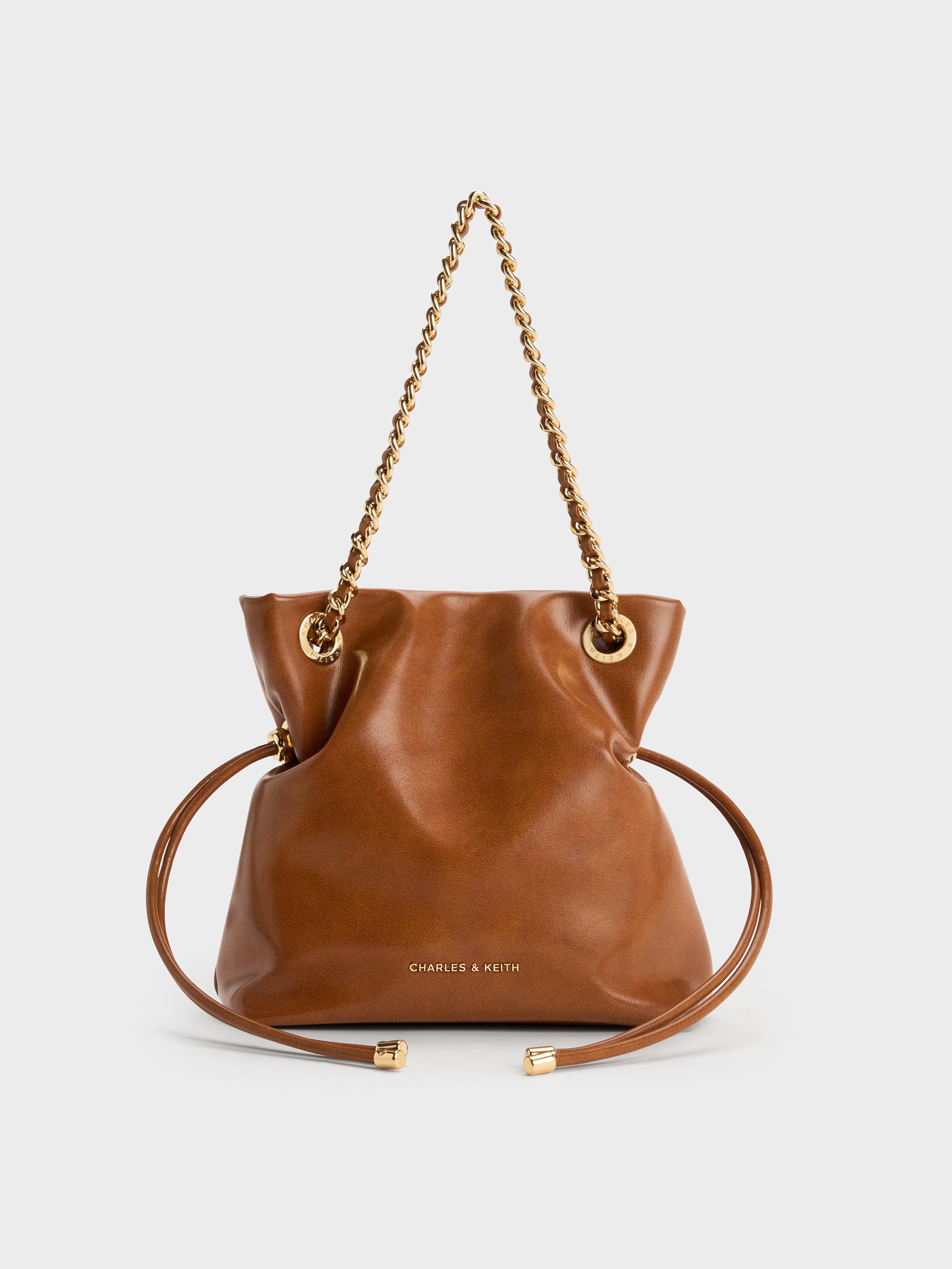 Arya Braided-Chain Crossbody Bag - Distressed Tan - CHARLES & KEITH TW