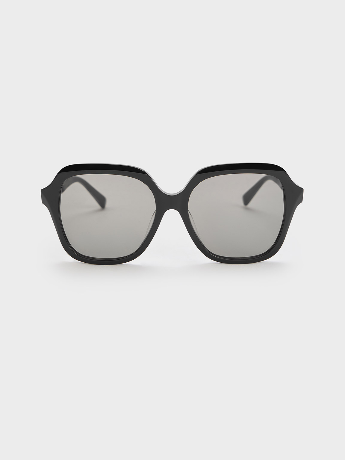 Shop Charles & Keith Recycled Acetate Wide-square Sunglasses In Black
