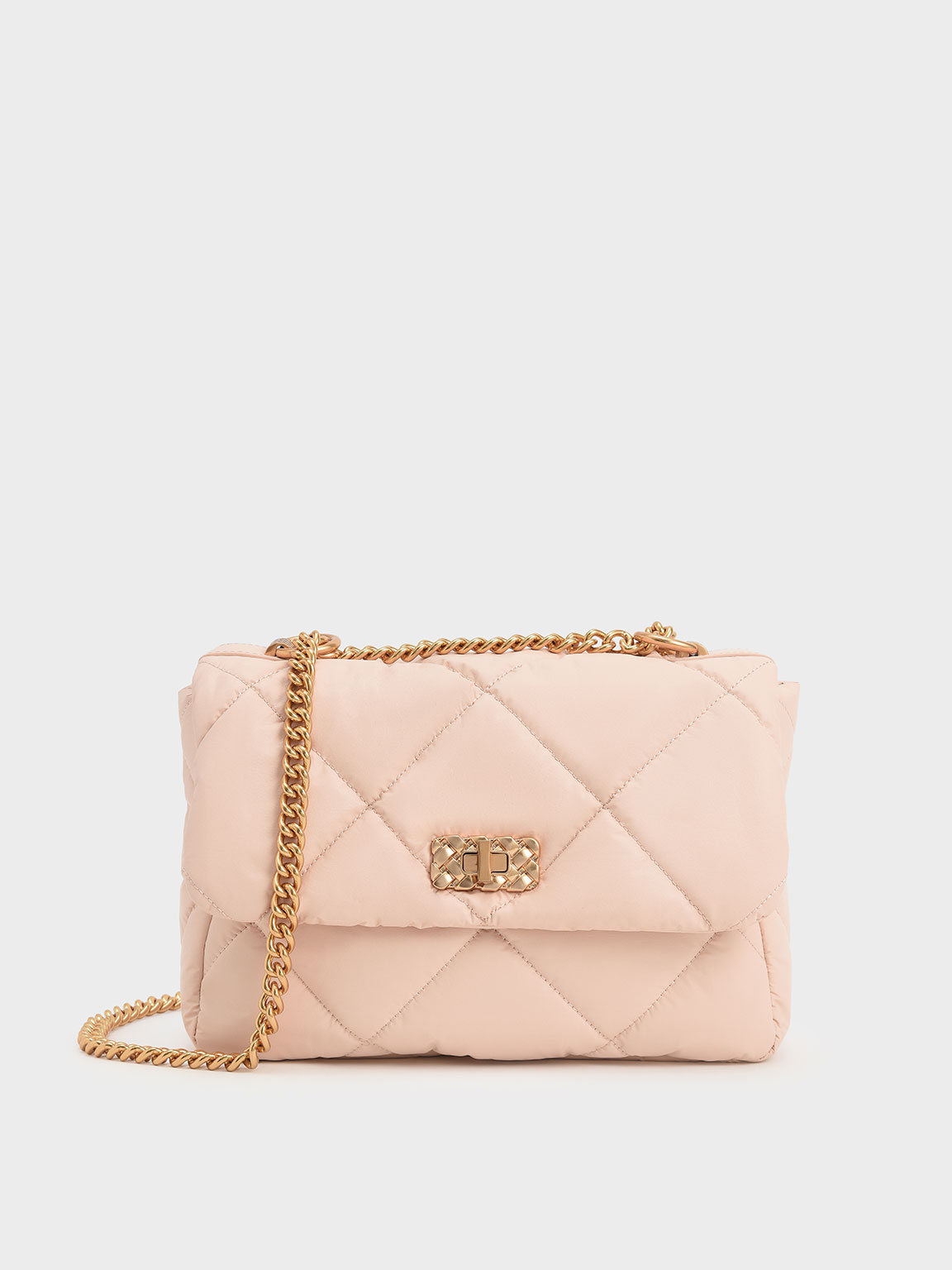 Light Pink Paffuto Large Padded Shoulder Bag | CHARLES & KEITH