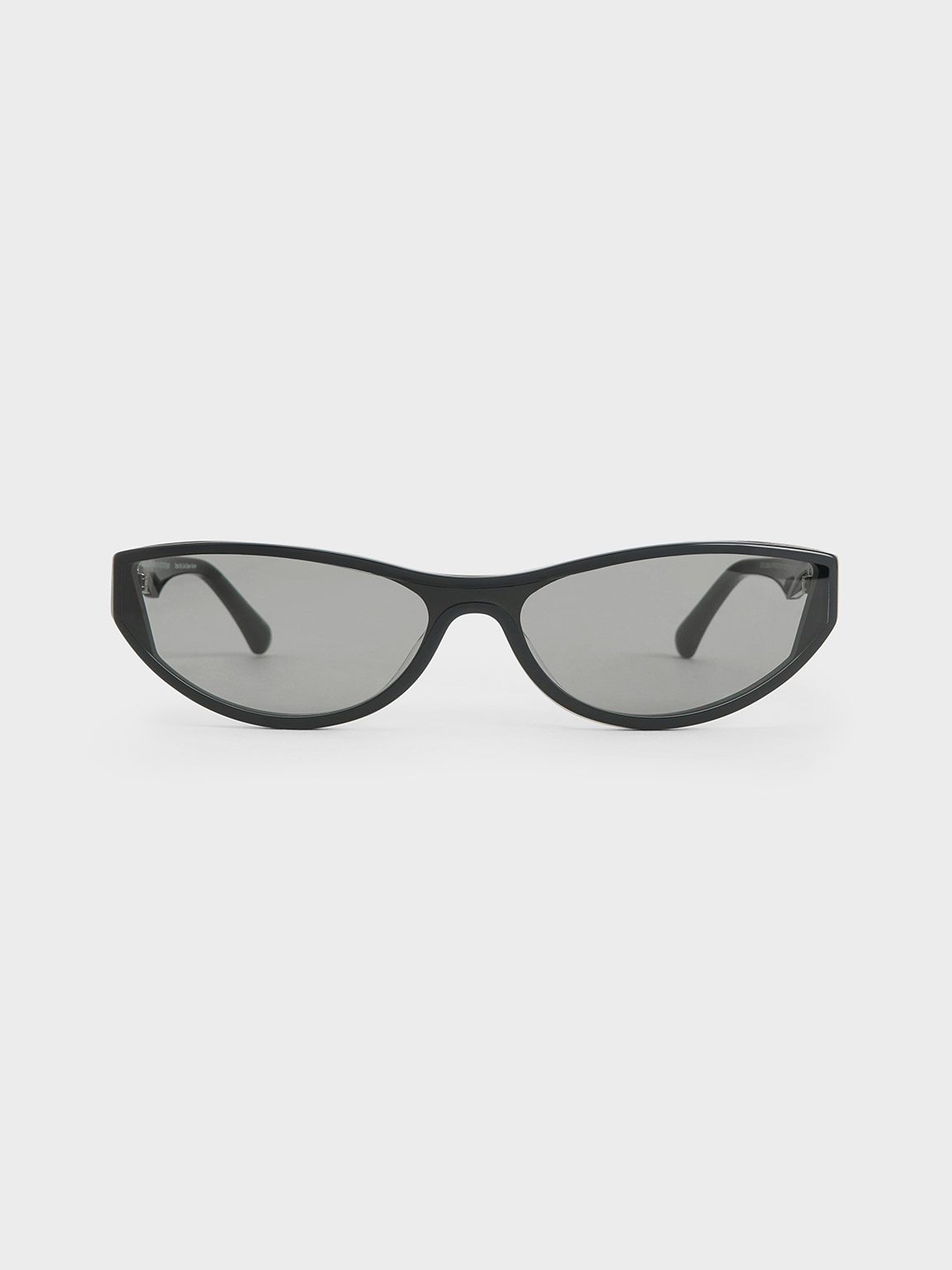 Charles & Keith Recycled Acetate Angular Shield Sunglasses In Black