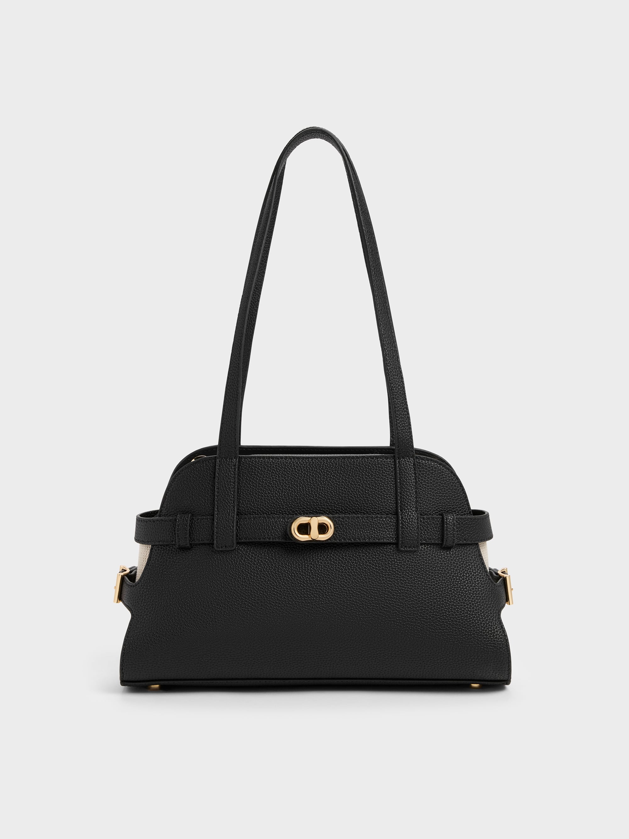 Aubrielle Belted Shoulder Bag - Black - CHARLES & KEITH US