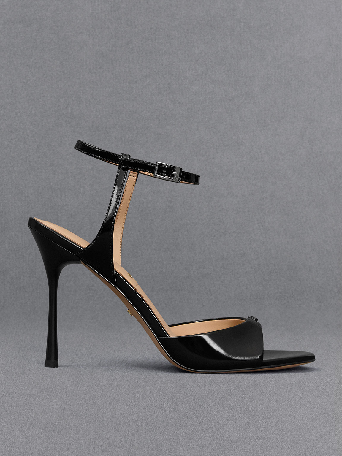 Charles & Keith Leather Ankle-strap Pumps In Black Box