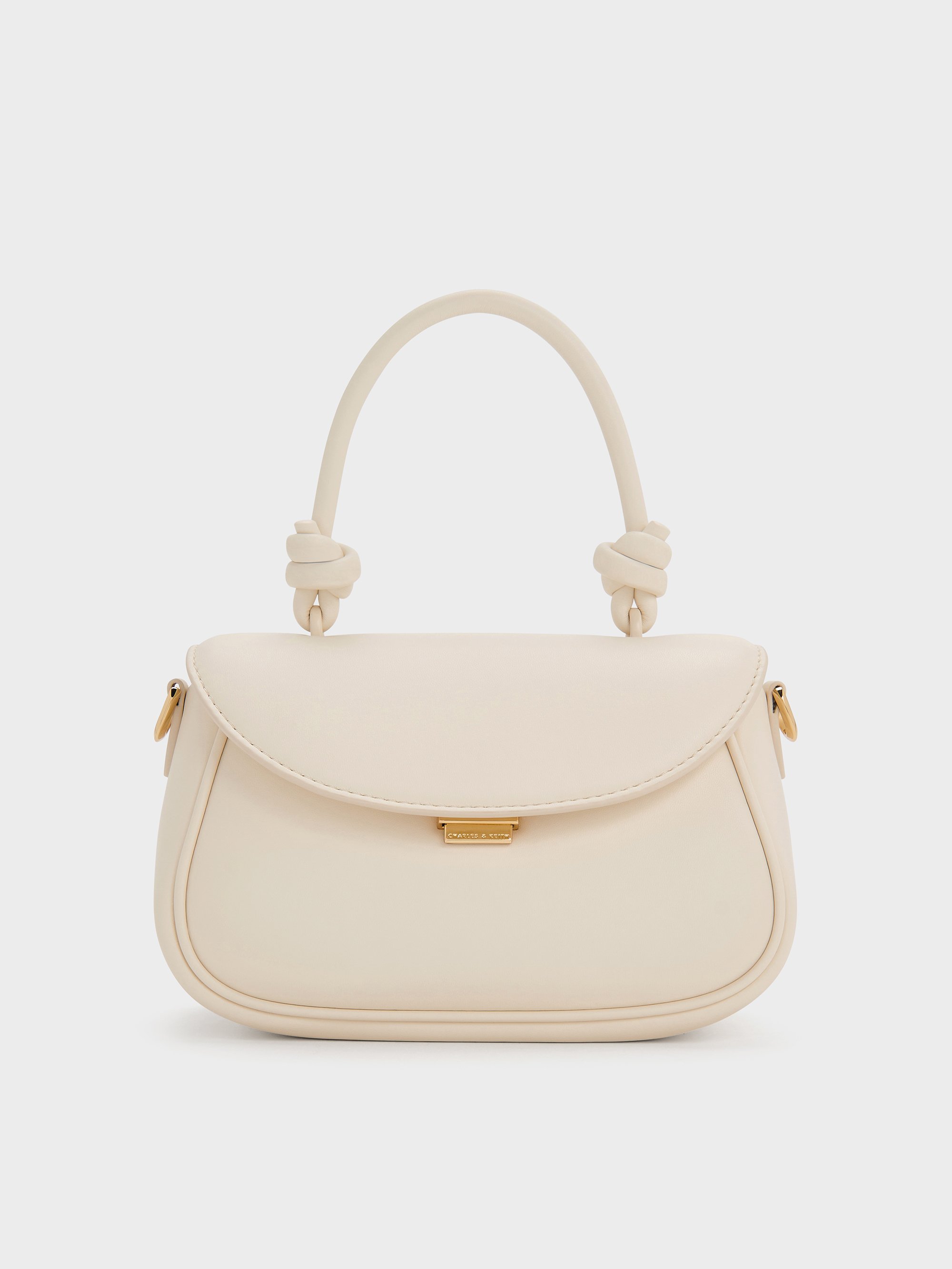Cream Sammie Knotted-Handle Front-Flap Bag - Cream - Sale